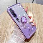 For Xiaomi Mi 10 Pro Gradient Glitter Immortal Flower Ring All-inclusive Phone Case(Purple) - 1