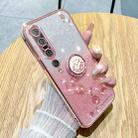 For Xiaomi Mi 10 Pro Gradient Glitter Immortal Flower Ring All-inclusive Phone Case(Pink) - 1