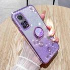 For Xiaomi Mi 10T Pro Gradient Glitter Immortal Flower Ring All-inclusive Phone Case(Purple) - 1