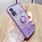 For Xiaomi Poco X4 Pro 5G Gradient Glitter Immortal Flower Ring All-inclusive Phone Case(Purple) - 1