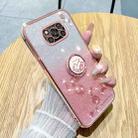 For Xiaomi  Poco X3 Gradient Glitter Immortal Flower Ring All-inclusive Phone Case(Pink) - 1