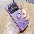 For Xiaomi Poco C40 4G Gradient Glitter Immortal Flower Ring All-inclusive Phone Case(Purple) - 1