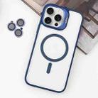 For iPhone 15 Pro Max MagSafe Acrylic Hybrid TPU Holder Phone Case with Lens film(Deep Blue) - 1