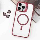 For iPhone 15 Pro MagSafe Acrylic Hybrid TPU Holder Phone Case with Lens film(Red) - 1