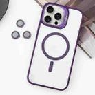 For iPhone 15 Pro MagSafe Acrylic Hybrid TPU Holder Phone Case with Lens film(Purple) - 1