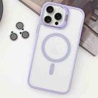 For iPhone 15 Pro MagSafe Acrylic Hybrid TPU Holder Phone Case with Lens film(Light Purple) - 1
