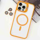 For iPhone 15 Pro MagSafe Acrylic Hybrid TPU Holder Phone Case with Lens film(Orange) - 1