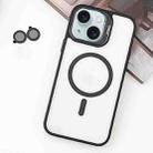 For iPhone 15 Plus MagSafe Acrylic Hybrid TPU Holder Phone Case with Lens film(Black) - 1