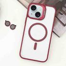 For iPhone 15 Plus MagSafe Acrylic Hybrid TPU Holder Phone Case with Lens film(Red) - 1