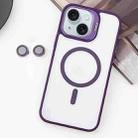 For iPhone 15 Plus MagSafe Acrylic Hybrid TPU Holder Phone Case with Lens film(Purple) - 1