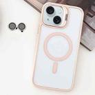 For iPhone 15 Plus MagSafe Acrylic Hybrid TPU Holder Phone Case with Lens film(Pink) - 1