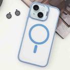 For iPhone 15 MagSafe Acrylic Hybrid TPU Holder Phone Case with Lens film(Light Blue) - 1