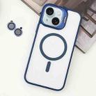 For iPhone 15 MagSafe Acrylic Hybrid TPU Holder Phone Case with Lens film(Deep Blue) - 1