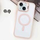 For iPhone 15 MagSafe Acrylic Hybrid TPU Holder Phone Case with Lens film(Pink) - 1