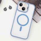 For  iPhone 14 Plus MagSafe Acrylic Hybrid TPU Holder Phone Case with Lens film(Light Blue) - 1