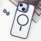 For  iPhone 14 Plus MagSafe Acrylic Hybrid TPU Holder Phone Case with Lens film(Deep Blue) - 1