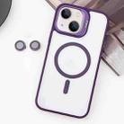 For  iPhone 14 Plus MagSafe Acrylic Hybrid TPU Holder Phone Case with Lens film(Purple) - 1