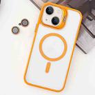 For  iPhone 14 Plus MagSafe Acrylic Hybrid TPU Holder Phone Case with Lens film(Orange) - 1