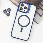 For iPhone 14 Pro MagSafe Acrylic Hybrid TPU Holder Phone Case with Lens film(Deep Blue) - 1