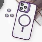 For iPhone 14 Pro MagSafe Acrylic Hybrid TPU Holder Phone Case with Lens film(Purple) - 1