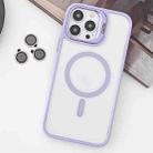 For iPhone 14 Pro MagSafe Acrylic Hybrid TPU Holder Phone Case with Lens film(Light Purple) - 1