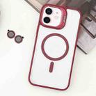 For iPhone 12 MagSafe Acrylic Hybrid TPU Holder Phone Case with Lens film(Red) - 1