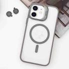 For iPhone 12 MagSafe Acrylic Hybrid TPU Holder Phone Case with Lens film(Grey) - 1