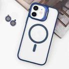 For iPhone 12 MagSafe Acrylic Hybrid TPU Holder Phone Case with Lens film(Deep Blue) - 1