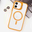 For iPhone 12 MagSafe Acrylic Hybrid TPU Holder Phone Case with Lens film(Orange) - 1