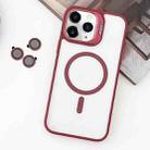 For iPhone 11 Pro Max MagSafe Acrylic Hybrid TPU Holder Phone Case with Lens film(Red) - 1