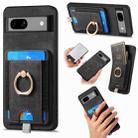 For Google Pixel 6A Retro Splitable Magnetic Card Bag Leather Phone Case(Black) - 1