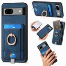 For Google Pixel 6A Retro Splitable Magnetic Card Bag Leather Phone Case(Blue) - 1