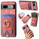For Google Pixel 6A Retro Splitable Magnetic Card Bag Leather Phone Case(Pink) - 1