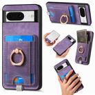 For Google Pixel 8 Retro Splitable Magnetic Card Bag Leather Phone Case(Purple) - 1