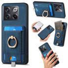 For OnePlus 10T Retro Splitable Magnetic Card Bag Leather Phone Case(Blue) - 1