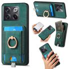 For OnePlus 10T Retro Splitable Magnetic Card Bag Leather Phone Case(Green) - 1