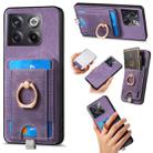 For OnePlus 10T Retro Splitable Magnetic Card Bag Leather Phone Case(Purple) - 1