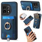 For OnePlus 11 Retro Splitable Magnetic Card Bag Leather Phone Case(Blue) - 1