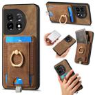 For OnePlus 11 Retro Splitable Magnetic Card Bag Leather Phone Case(Brown) - 1