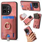 For OnePlus 11 Retro Splitable Magnetic Card Bag Leather Phone Case(Pink) - 1