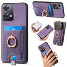 For OnepPus Nord CE2 Lite 5G Retro Splitable Magnetic Card Bag Leather Phone Case(Purple) - 1