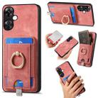 For OnePlus Nord CE3 Lite Retro Splitable Magnetic Card Bag Leather Phone Case(Pink) - 1