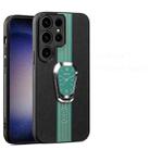 For Samsung Galaxy S23 Ultra 5G Magnetic Litchi Leather Back Phone Case with Holder(Green) - 1