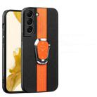 For Samsung Galaxy S21 FE 5G Magnetic Litchi Leather Back Phone Case with Holder(Orange) - 1