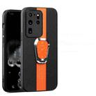 For Samsung Galaxy S20 Ultra Magnetic Litchi Leather Back Phone Case with Holder(Orange) - 1