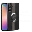For Samsung Galaxy A54 Magnetic Litchi Leather Back Phone Case with Holder(Black) - 1