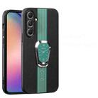 For Samsung Galaxy A34 5G Magnetic Litchi Leather Back Phone Case with Holder(Green) - 1
