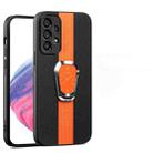 For Samsung Galaxy A52 Magnetic Litchi Leather Back Phone Case with Holder(Orange) - 1