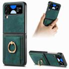 For Samsung Galaxy Z Flip4 Retro Skin-feel Ring Multi-card Wallet Phone Case(Green) - 1