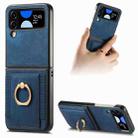 For Samsung Galaxy Z Flip 4 Retro Skin-feel Ring Card Bag Phone Case(Blue) - 1